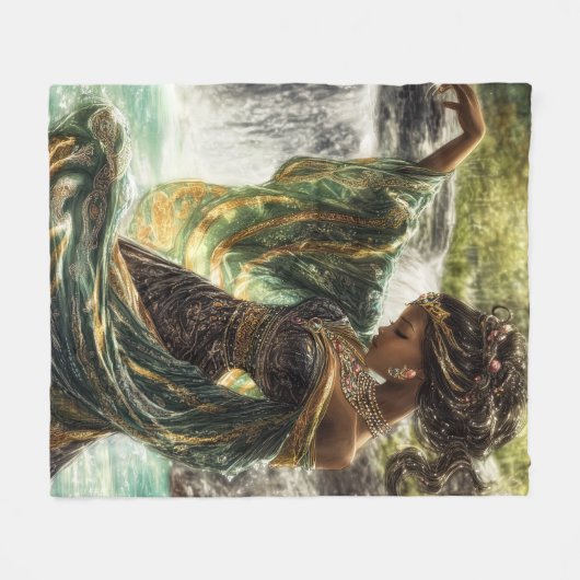 Göttin verzaubern durch magischen Wasserfall Fleecedecke (Vorderseite (Horizontal))