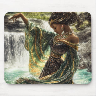 Göttin verzaubern durch magischen Wasserfall Mousepad