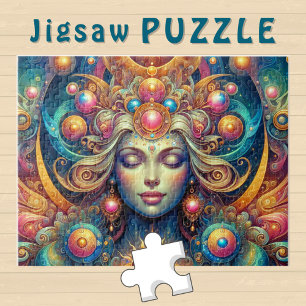 Göttinnenkopf sonnige Haare geschlossene Augen Jul Puzzle