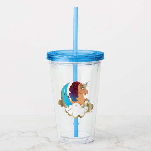 Göttlich das Einhorn | Mond und Wolken Acryltrinkbecher (Vorderseite)