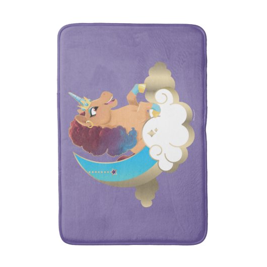 Göttlich das Einhorn | Mond und Wolken Badematte (Vorderseite Vertikal)