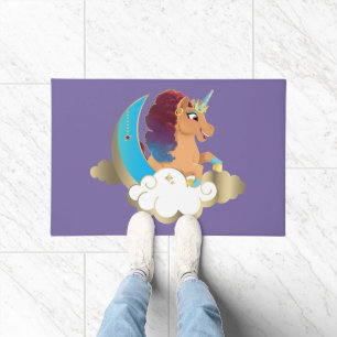 Göttlich das Einhorn   Mond und Wolken Fußmatte
