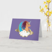Göttlich das Einhorn | Mond und Wolken Karte (Gelbe Blume)