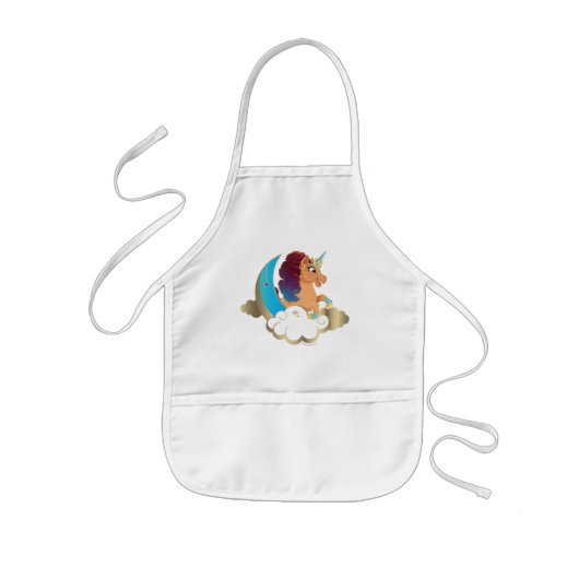 Göttlich das Einhorn | Mond und Wolken Kinderschürze (Vorne)