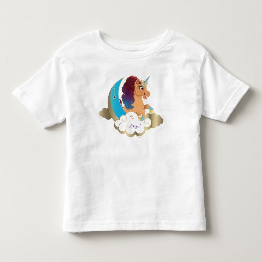Göttlich das Einhorn | Mond und Wolken Kleinkind T-shirt (Vorderseite)