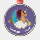 Göttlich das Einhorn | Mond und Wolken Ornament Aus Metall (Vorne)