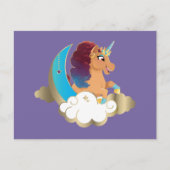 Göttlich das Einhorn | Mond und Wolken Postkarte (Vorderseite)