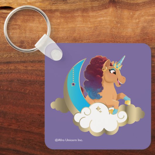 Göttlich das Einhorn | Mond und Wolken Schlüsselanhänger (Vorderseite)