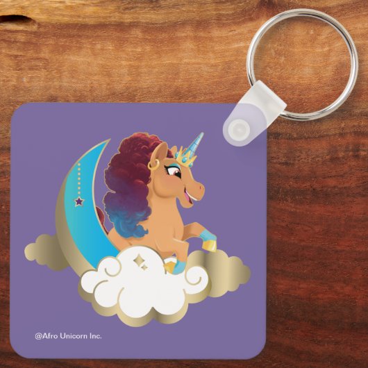 Göttlich das Einhorn | Mond und Wolken Schlüsselanhänger (Rückseite)