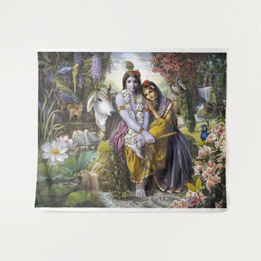 Göttliche Allerheilige Krishna & Radha Wandteppich (Vorderseite (Horizontal))