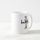 "Göttliche Anleitung: Lass hin und Lass Gottes Kaf Kaffeetasse (VorderseiteRechts)