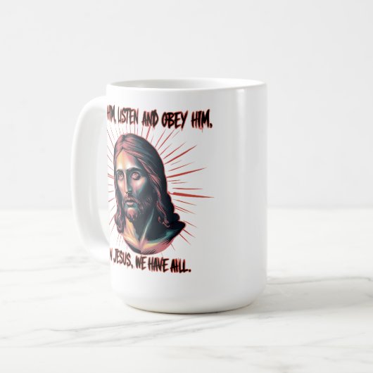 Göttliche Anleitung: Seek, hör, gehorchen Kaffeetasse (Vorderseite Links)