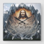 Göttliche Aussicht: Der Herr ist mein Stein Quadratische Wanduhr (Vorderseite)