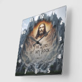 Göttliche Aussicht: Der Herr ist mein Stein Quadratische Wanduhr (Winkel)