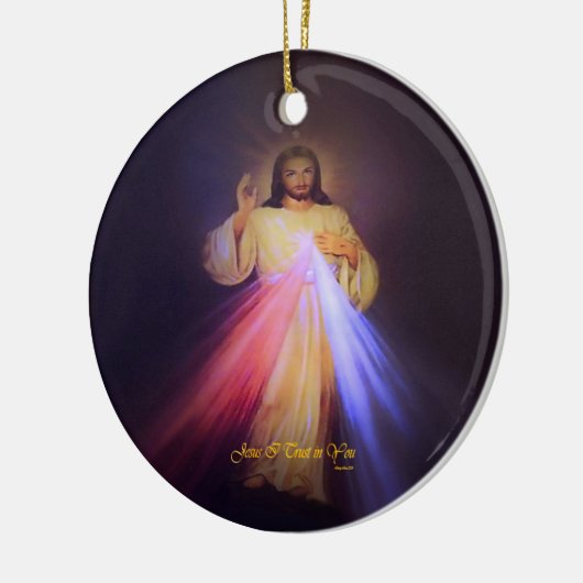 Göttliche Barmherzigkeit Gold mit Kapellgebet Keramik Ornament (Links)