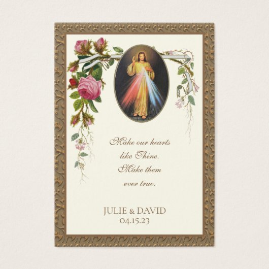 Göttliche Barmherzigkeit Hochzeit Rose Gebetskarte (Vorderseite)