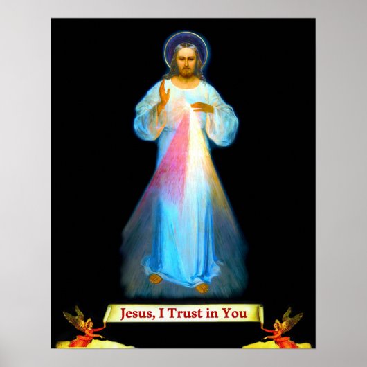 Göttliche Barmherzigkeit Jesus Faustina und Engel Poster (Vorne)