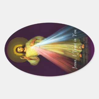 Göttliche Barmherzigkeit Jesus Oval Stickers