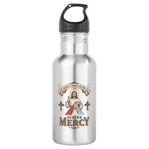 Göttliche Barmherzigkeit Jesus Vintage Gravur Reli Edelstahlflasche