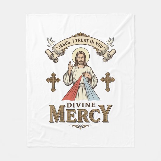 Göttliche Barmherzigkeit Jesus Vintage-Stich relig Fleecedecke (Vorderseite)