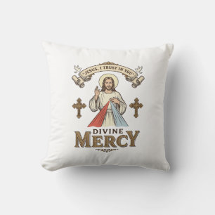 Göttliche Barmherzigkeit Jesus Vintage-Stich relig Kissen