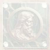 Göttliche Begegnung Jesus Gesicht in Verzierten Go Glasuntersetzer (Rückseite)