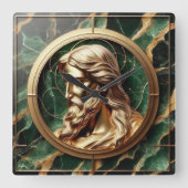 Göttliche Begegnung Jesus Gesicht in Verzierten Go Quadratische Wanduhr (Vorderseite)