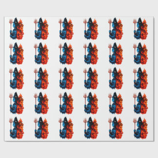 Göttliche Dualität: Blaues Shiva & Ganesha T-Shirt Geschenkpapier