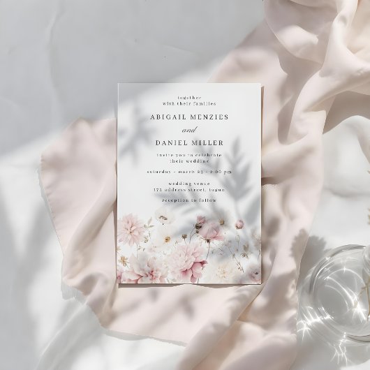 Göttliche Elegante Blush & White Floral Wedding Einladung