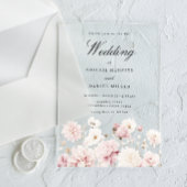 Göttliche Eleganz: Blush Garden Hochzeit der Blume Acryleinladungen