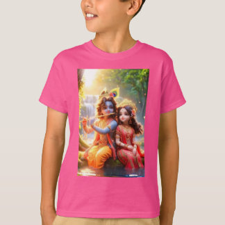 Göttliche Eleganz: Radhe Krishna Print on T - Shir T-Shirt
