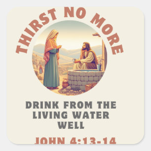 Göttliche Erfrischung: John 4:13-14 Hard Quadratischer Aufkleber