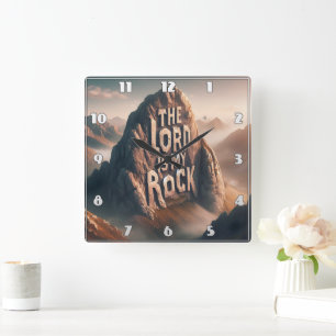 Göttliche Erklärung: Der Herr ist mein Stein Quadratische Wanduhr