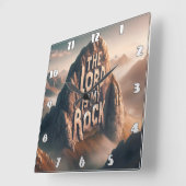 Göttliche Erklärung: Der Herr ist mein Stein Quadratische Wanduhr (Winkel)