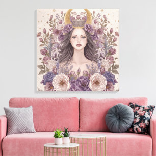Göttliche feminine Boho-Wandkunst   Heilige Leinwanddruck