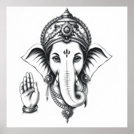 Göttliche Gegenwart: Ganesha Charcoal Art Poster
