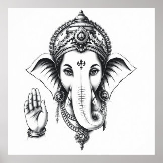 Göttliche Gegenwart: Ganesha Charcoal Art Poster