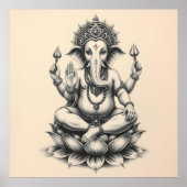 Göttliche Gegenwart: Ganesha Charcoal Art Poster (Vorne)