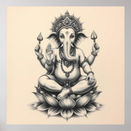 Göttliche Gegenwart: Ganesha Charcoal Art Poster