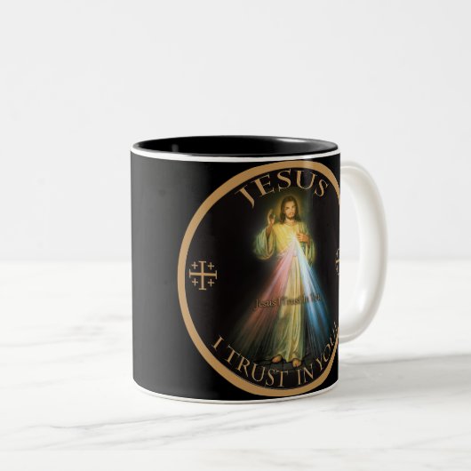 GÖTTLICHE GNADE, VERTRAUEN JESUSS I IN IHNEN ZWEIFARBIGE TASSE (VorderseiteRechts)