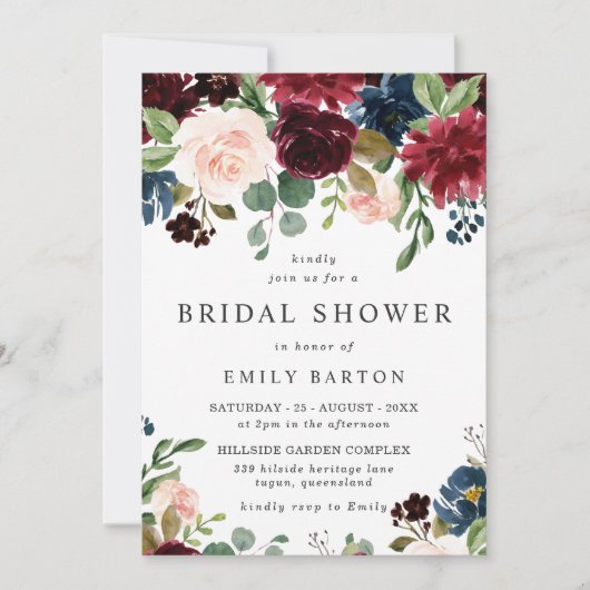 Göttliche Hochzeit; Frühlings- oder Herbstblütensc Einladung (Vorderseite)