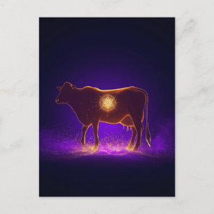 Göttliche Kuh-Silhouette Govardhan Puja Spiritua Postkarte