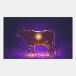 Göttliche Kuh-Silhouette   Govardhan Puja Spiritua Rechteckiger Aufkleber