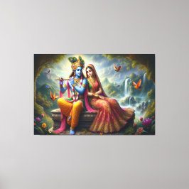 Göttliche Liebe Kunst: Krishna Radha, Spirituelle  Leinwanddruck