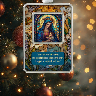 Göttliche Mutterschaft Madonna und Jesuskind mit g Rahmen-Ornament Silber