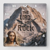 Göttliche Offenbarung: Der Herr ist mein Gestein Quadratische Wanduhr (Vorderseite)