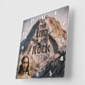 Göttliche Offenbarung: Der Herr ist mein Gestein Quadratische Wanduhr (Winkel)