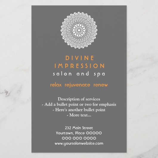 Göttliche orange Eindrucks-Vertikale Flyer (Vorne)