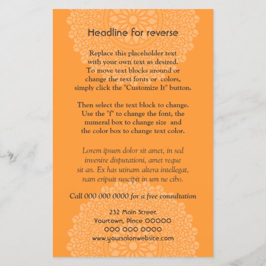 Göttliche orange Eindrucks-Vertikale Flyer (Hinten)