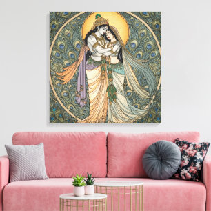 Göttliche Radhe Krishna Leinwand Wandkunst – Spiri